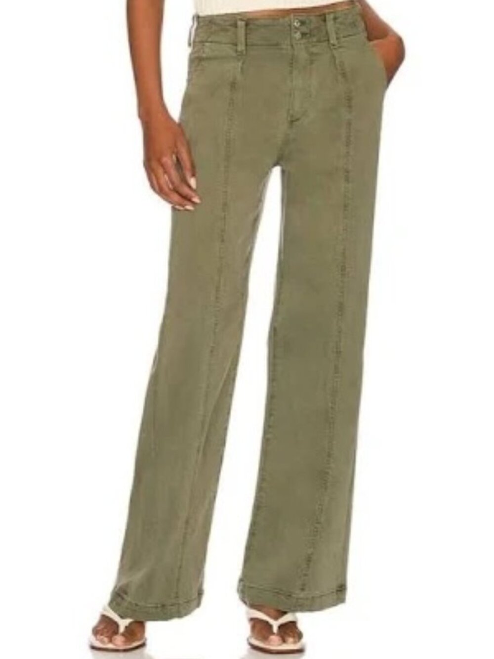 PAIGE Olive Green High Rise Wide Leg Utility Pants Jeans Size 25